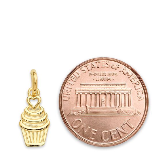 Solid 10k Gold Cupcake Charm - Cute Birthday Jewelry Gifts - Picture 3 of 6